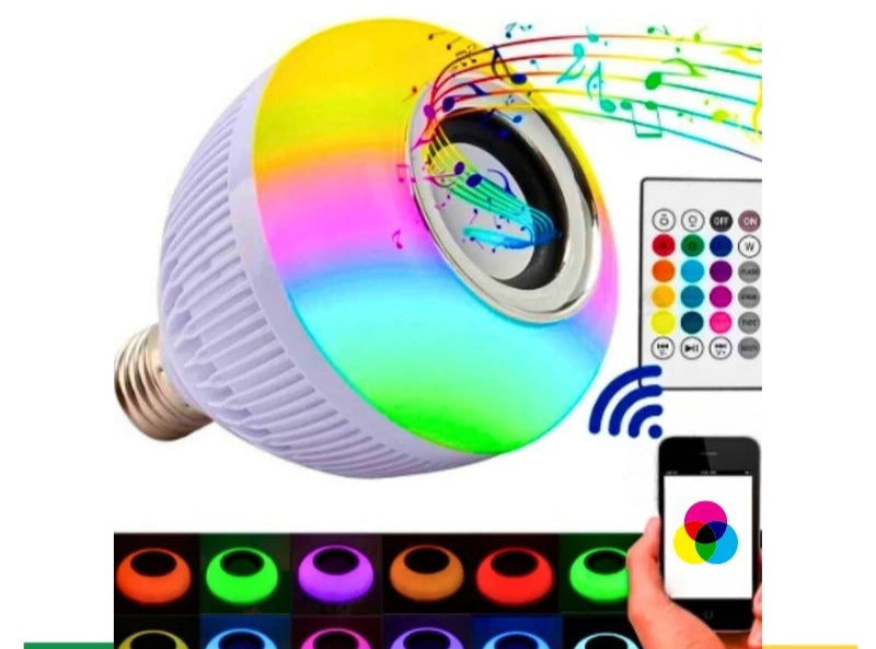 Lampada musical  Bluetooth De Led Caixa De Som C Controle Rgb 12W